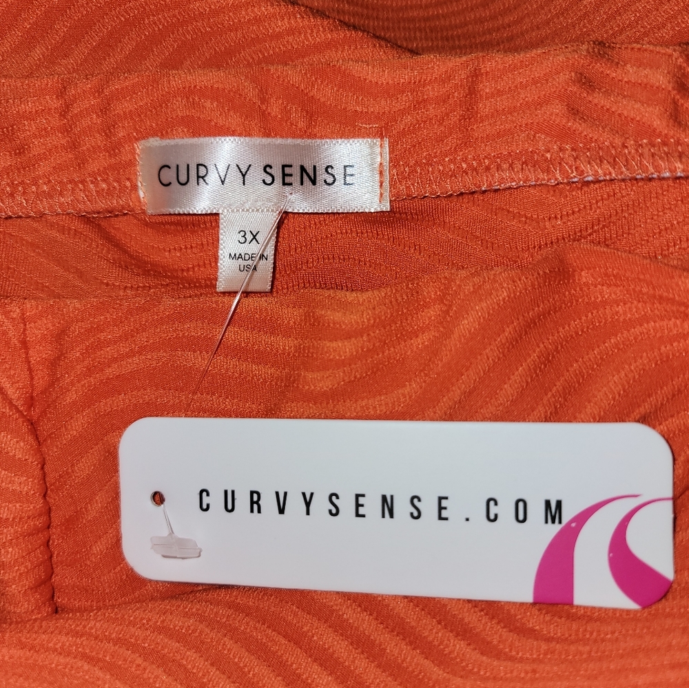 NEW NWT CurvySense Plus Size Iree Wavy Flare Dress Orange - Picture 8 of 9